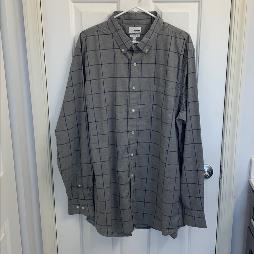 Gray and blue button down men’s size xl tall